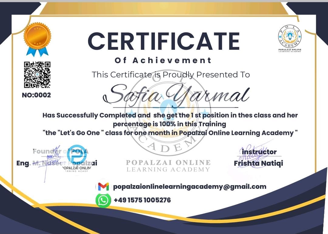 Certificate Example 8